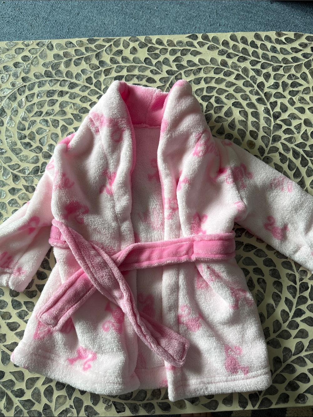 Baby Pink Plush Robe - Soft Hooded Bathrobe